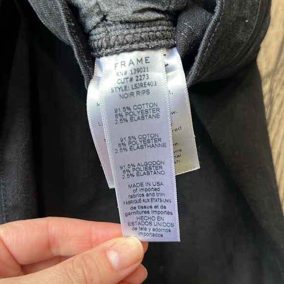 Frame Jeans Black Le Skinny de Jeanne Jeans Distressed Size 28 Noir Rips - Picture 7 of 10